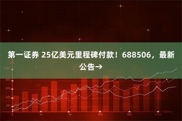 第一证券 25亿美元里程碑付款！688506，最新公告→